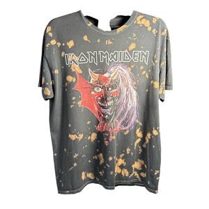 2021 Global Iron Maiden Orange and Black Tie-Dye  T-Shirt, Size Medium